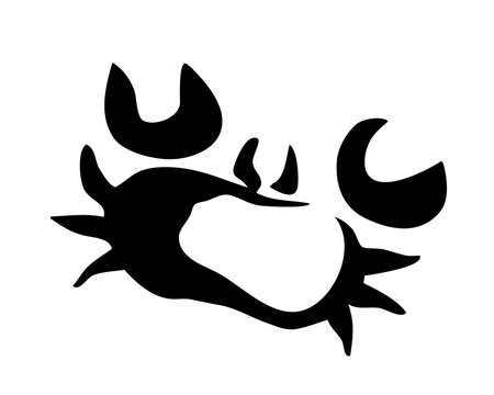 Sea crab hand painted with ink and brush in a stylized minimalistic style. Png clipart isolated on transparent background