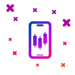 Color Mobile stock trading concept icon isolated on white background. Online trading, stock market analysis, business and investment. Gradient random dynamic shapes. Vector