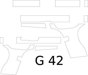 G 42 Hand Gun SVG blank template outline or line art file for cnc laser cutting, wood, metal engraving, Cricut file, cnc router file, vinyl cutting, digital cutting machine file