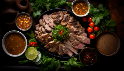 Add a kick to your taste buds with our Thai-Style Marinated Grilled Pork with Spicy Dipping Sauce and Soup Recipe - perfect for a delicious and flavorful meal!