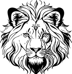 lion head illustration with white background vector art of lion head. Tattoo, Mascot, Silhouette