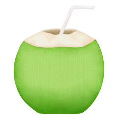 Coconut drink watercolor illustration
