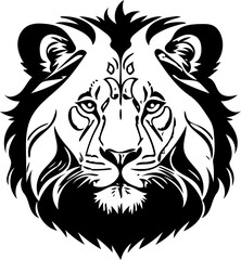 Head of lion vector lion, illustration of a lion face, black and white svg