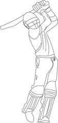 Cricket Player Play Cricket Line art Illustration