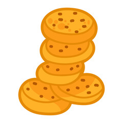 Single hand drawn cookies. Vector illustration clip art. Cute element for greeting cards, posters, stickers and seasonal design. Isolated on white background.