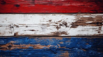 Abstract old Red White and Blue wood texture seen from above, USA, France, Generative AI