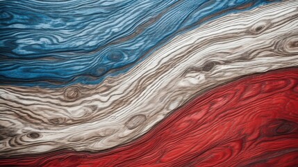 Abstract old Red White and Blue wood texture seen from above, USA, France, Generative AI