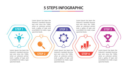 vector abstract 5 step  paper infographic elements. Hexagon infographics Honeycomb design