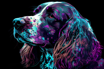 Beautiful dog in purple til tones Generative AI