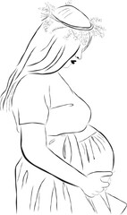 Pregnant Woman Line Art Illustration 