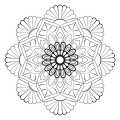 Interior coloring book page. Circular pattern in mandala form. Henna tatoo mandala. Mehndi style. Decorative pattern in oriental style.	