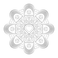 Interior coloring book page. Circular pattern in mandala form. Henna tatoo mandala. Mehndi style. Decorative pattern in oriental style.	