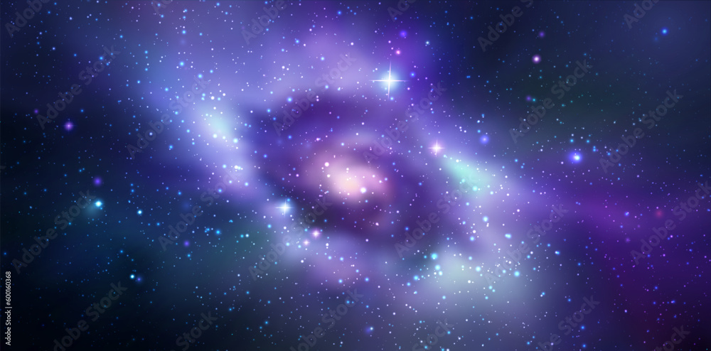 Canvas Prints space vector background with realistic spiral galaxy and shining stars