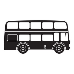 Double-decker London bus city transport double-decker sightseeing contour icon black stencil, silhouette, vector illustration