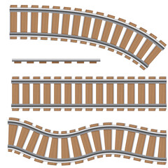 A set of railway tracks. Isolated vector elements of a railway, rails of railway routes