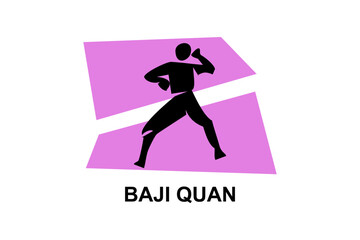 baji quan or "rake fist"  sport vector line icon. sportman, fighting stance. sport pictogram illustration.