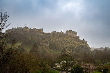 Edinburgh Castle in typical scottish weather