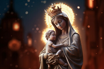 Virgen del Carmen, Blessed Virgin Mary. Faith, Bible, theology, Mother of God, Christianity, carmel. Mother of Jesus Christ, One of the central figures of European and world culture. Generative AI © Ирина Батюк