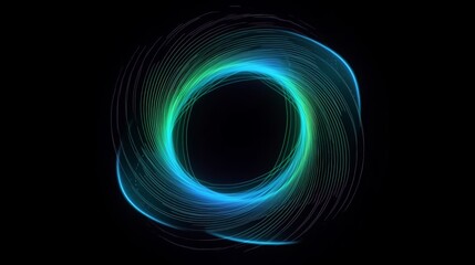 A blue and green circle on a black background created with Generative AI technology