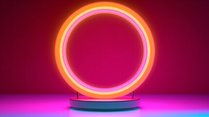 Obraz premium A neon light on a table in a dark room created with Generative AI technology