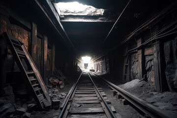 Fototapeta na wymiar Abandoned mines. AI technology generated image