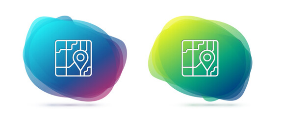 Set line Infographic of city map navigation icon isolated on white background. Mobile App Interface concept design. Geolacation concept. Abstract banner with liquid shapes. Vector