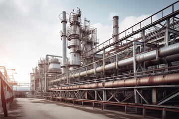 Petrochemical Plant Pipeline. AI technology generated image
