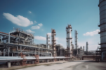 Obraz premium Petrochemical Plant Pipeline. AI technology generated image