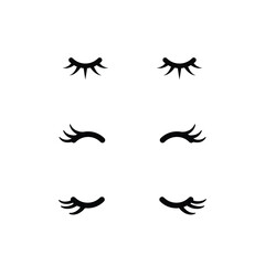 Unicorn eyelashes. Cartoon animal eyes icon set. Closed eyes. Vector illustration.