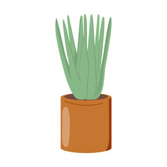 Home plant in the minimalistic pot. Home decor and gardening concept. Cute isolated vector illustration.