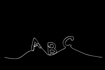vector sketch alphabet uppercase a b c, single line for design element