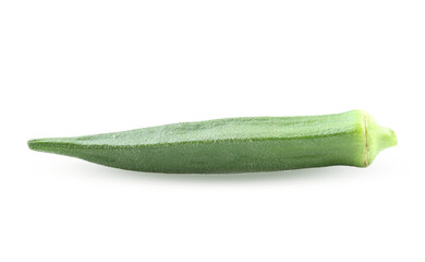 fresh okra isolated on a white background. Green vegetable. for health  on transparent. - obrazy, fototapety, plakaty