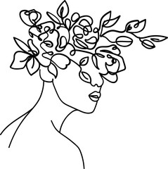 Abstract Woman with Flowers