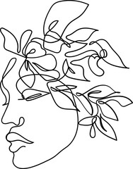 Abstract Woman with Flowers