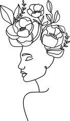 Abstract Woman with Flowers