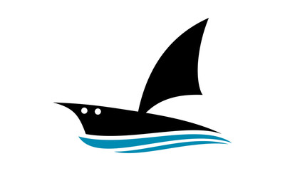 sailing ship silhouette logo vector