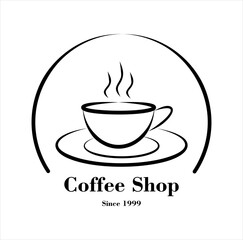 coffee shop logo design. cup of coffee in a circle. coffee cafe logo illustration