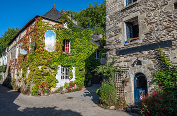 Fototapeta na wymiar Ancient Buildings In Picturesque Village Rochefort En Terre In The Department Of Morbihan In Brittany, France
