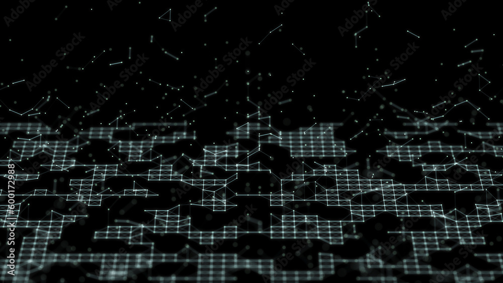 Poster digital technology background. big data visualization. technology and science. 3d rendering.