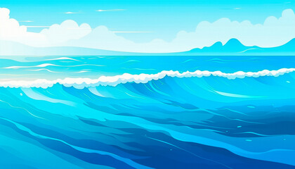 Obraz na płótnie Canvas summer beach background with blue sea. High quality illustration Generative AI