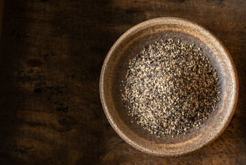 Ground Black Pepper in a Bowl