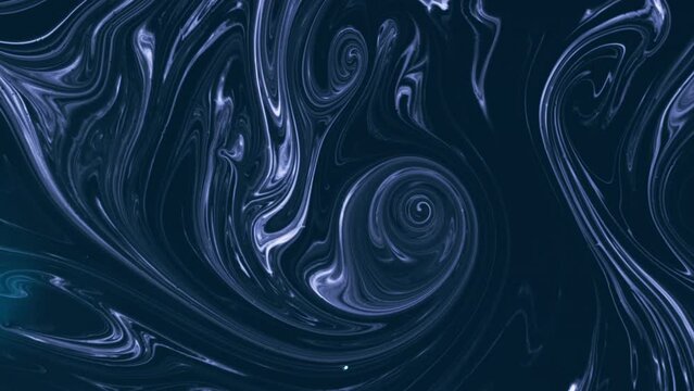 Paint water. Marble swirl. Fluid blend. Dark blue white color liquid alcohol ink whirl mix wave flow motion abstract background shot on RED.