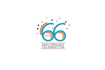 66th, 66 years, 66 year anniversary 2 colors blue and orange on white background abstract style logotype, vector design for celebration vector