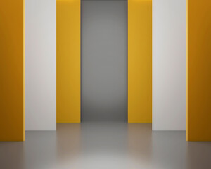 3d illustration Yellow White Stage Backdrop 
