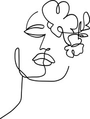 Woman face with flower outline