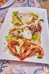 typical italian food - with seafood in sicilian restaurant