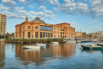 Bari - The panorama of harbor and Teatro Margherita