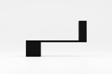 Balance, stability, equilibrium and harmony concepts. Black cube blocks balancing on a plank scale on white background.