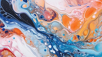Abstract acrylic pour painting with fluid, swirling patterns, generative ai