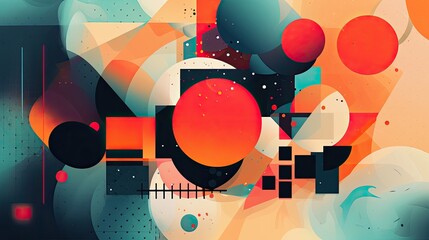 Abstract geometric illustration with vibrant colors and shapes, generative ai
